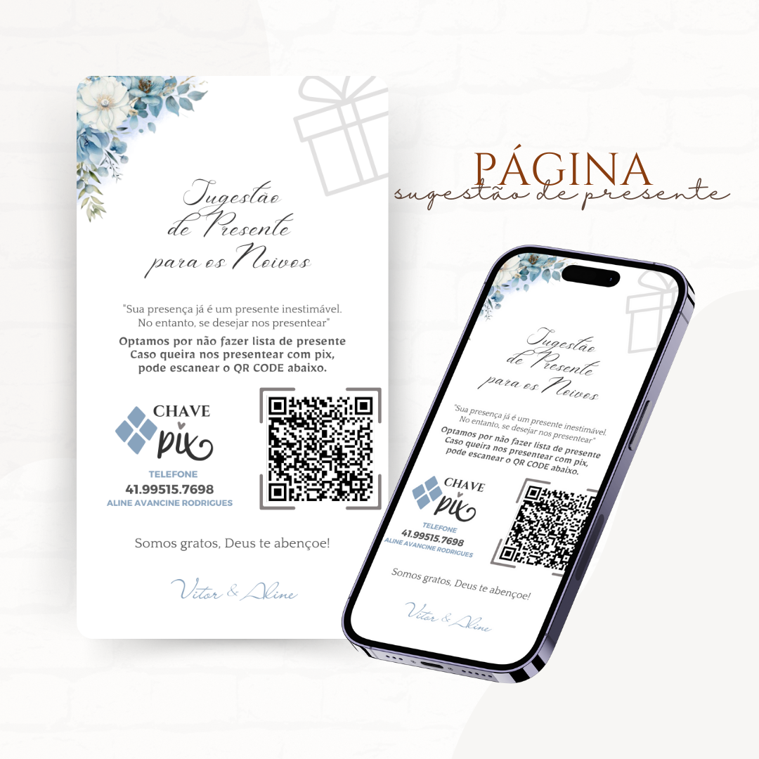 Convite Casamento Interativo Luxo Azul Serenity