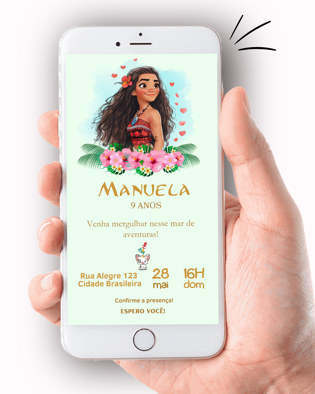 Convite Digital Moana Aniversário