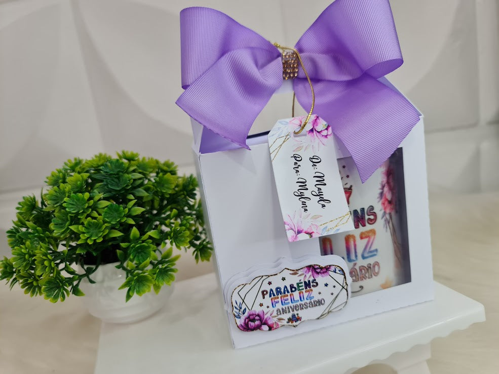 Caneca Personalizada de Aniversário com Nome, Inicial e Mensagem🎉