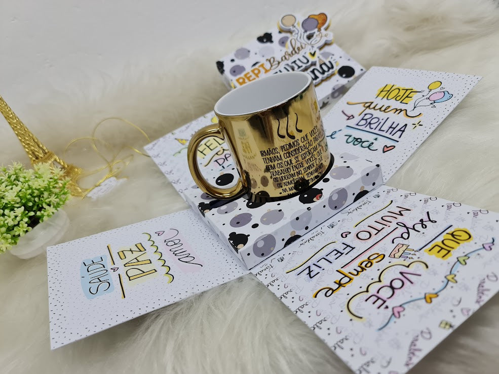 Caneca Dourada Personalizada-Inspiradora- Versículo: 1 Tessalonicenses 5:12-13