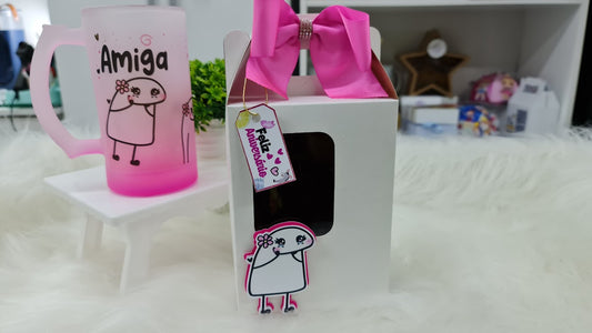 Caneca Chopp Personalizada + Caixa Presenteável – “Delicada Tema Flork”