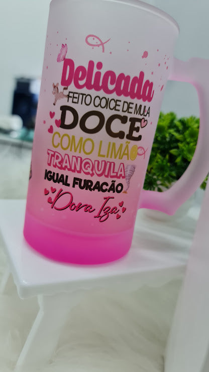 Caneca Chopp Personalizada + Caixa Presenteável – “Delicada Tema Flork”