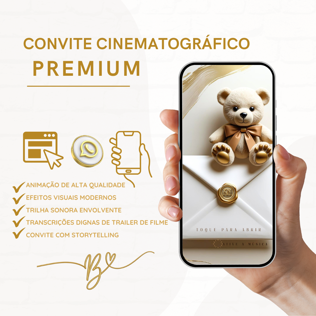 Convite Premium Cinematográfico Chá De Bebê — Ursinho