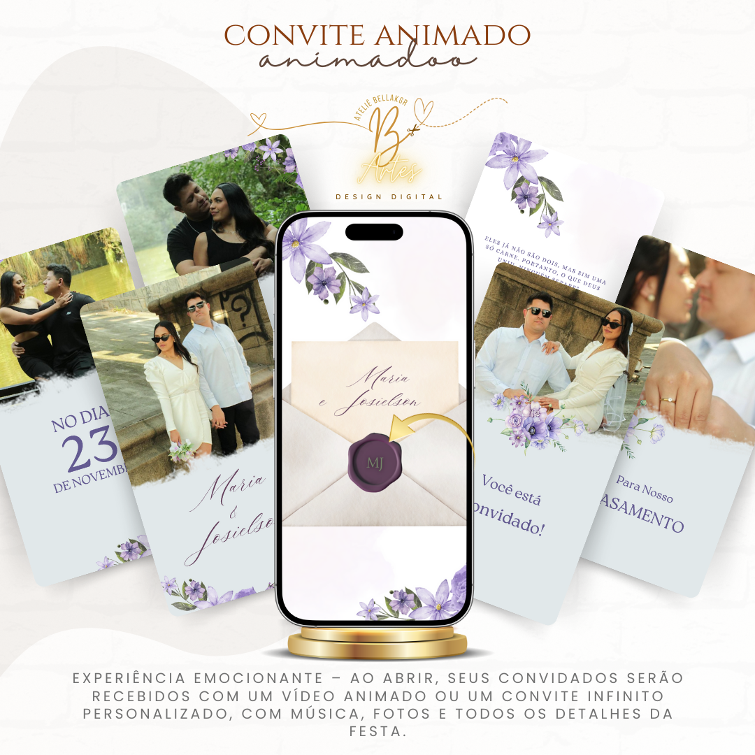 Convite De Casamento Premium | Floral Lavanda+ (Brinde- Save the Date)