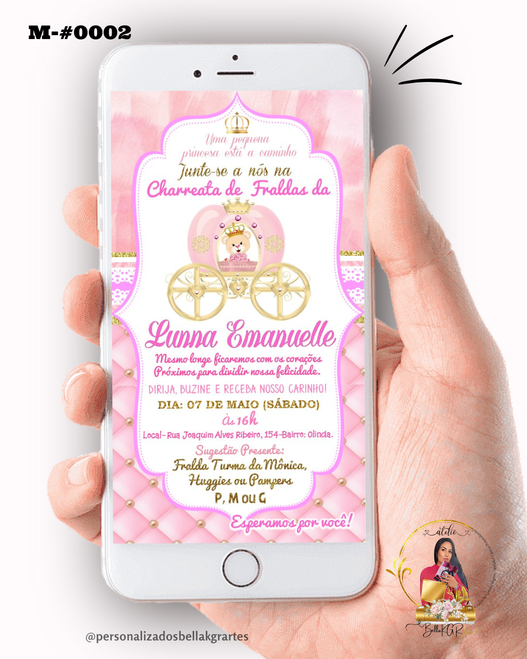 Convite Digital Chá de Bebê Rosa