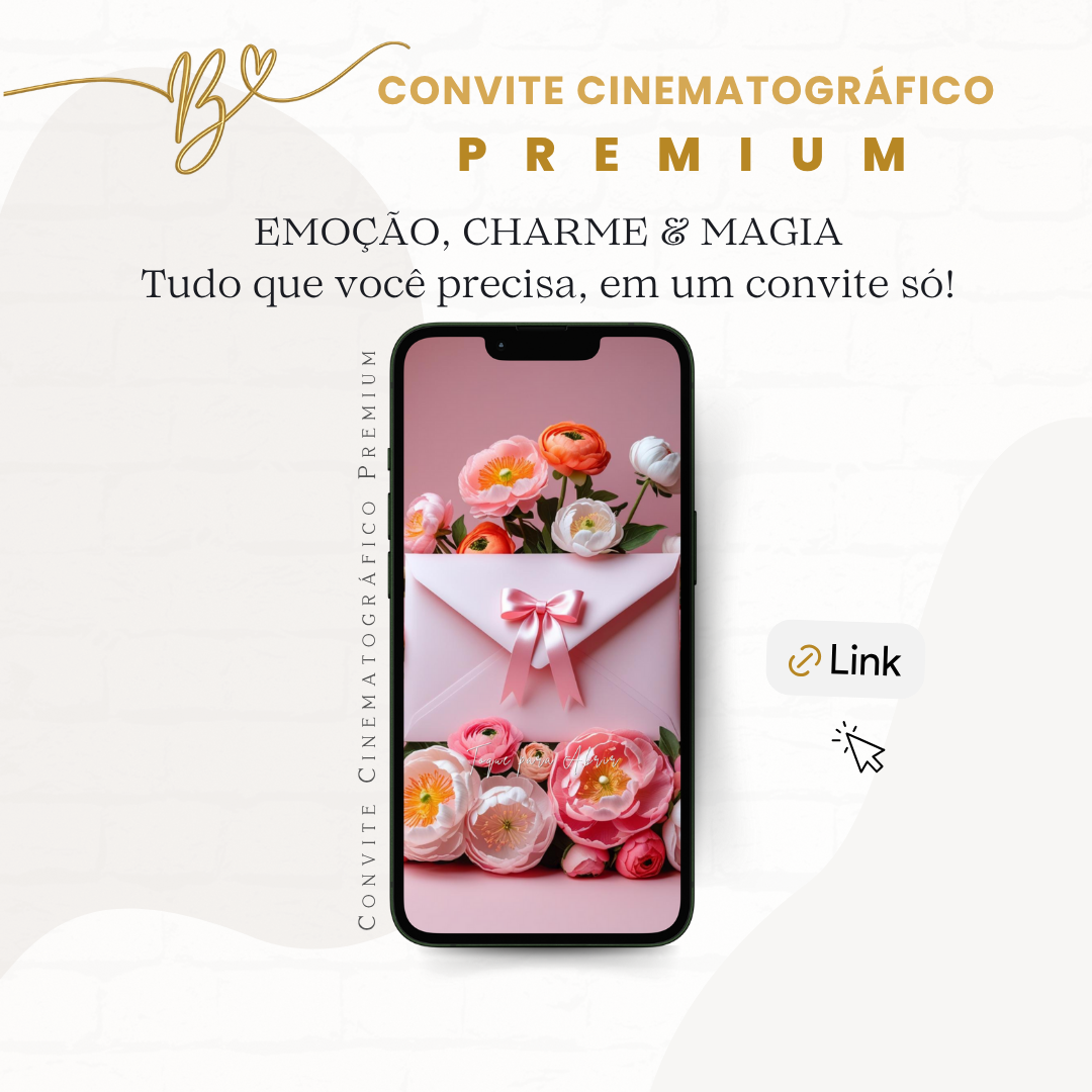 Convite Premium Cinematográfico 15 Anos Florar Rosa Coral