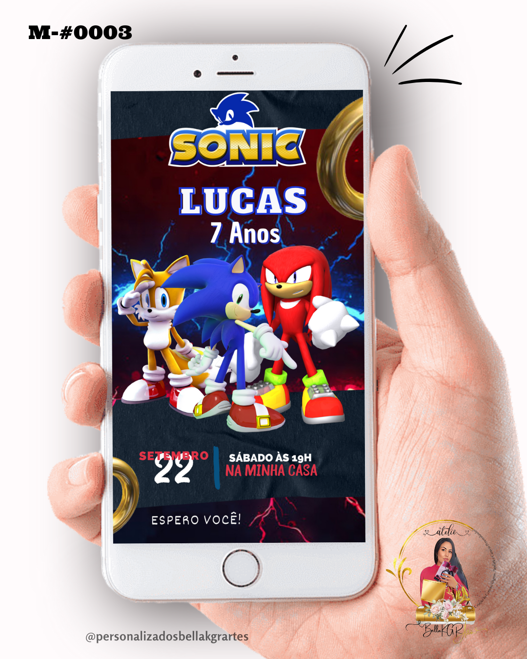 Convite Digital Sonic Aniversário