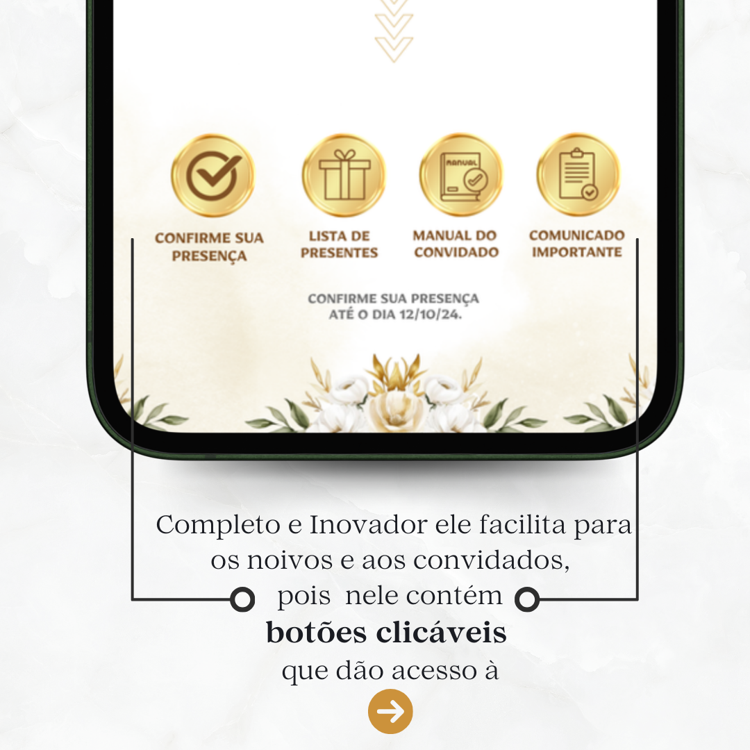 Convite de Casamento | Master Website | Dourado