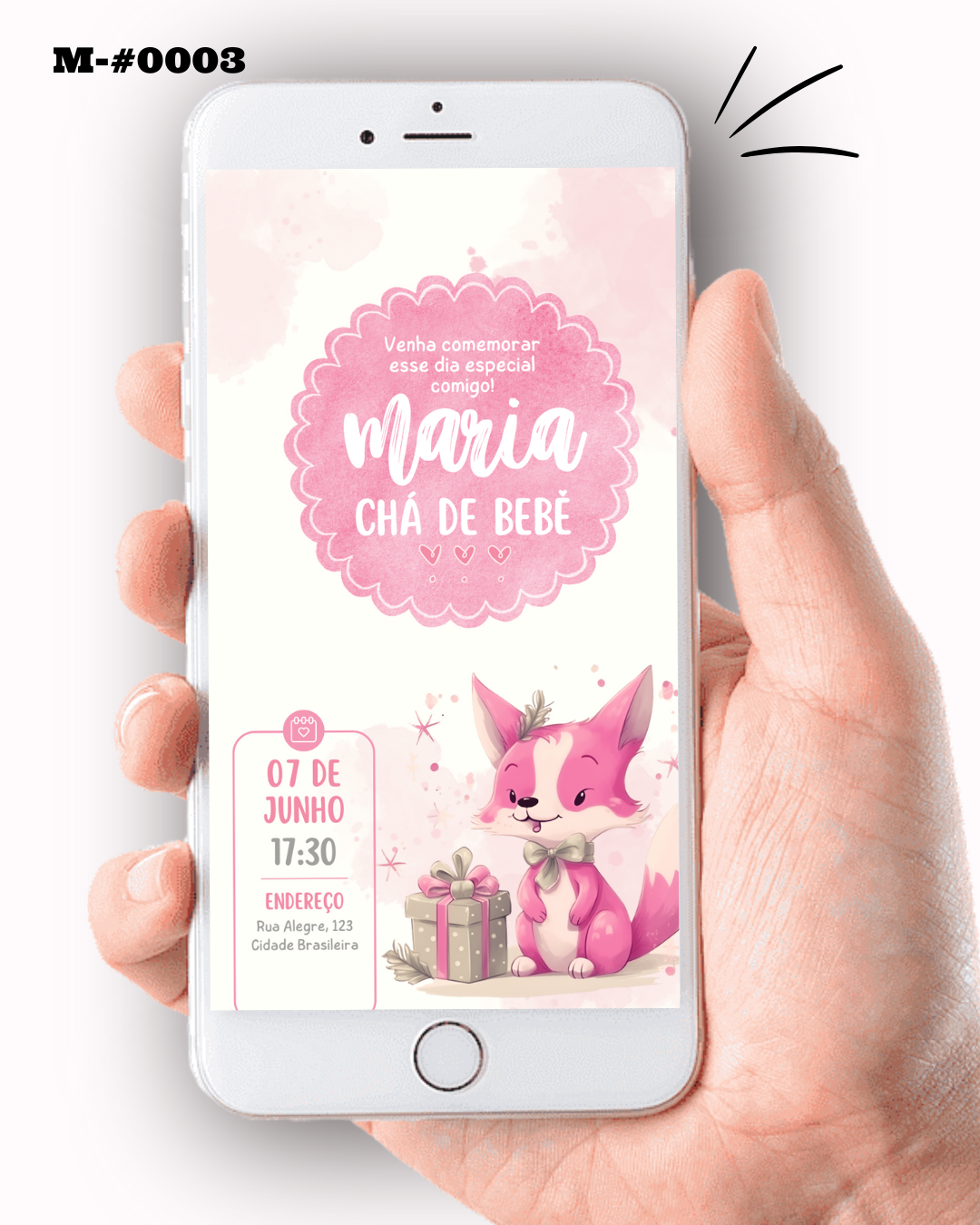 Convite Digital Chá de Bebê Delicado Rosa