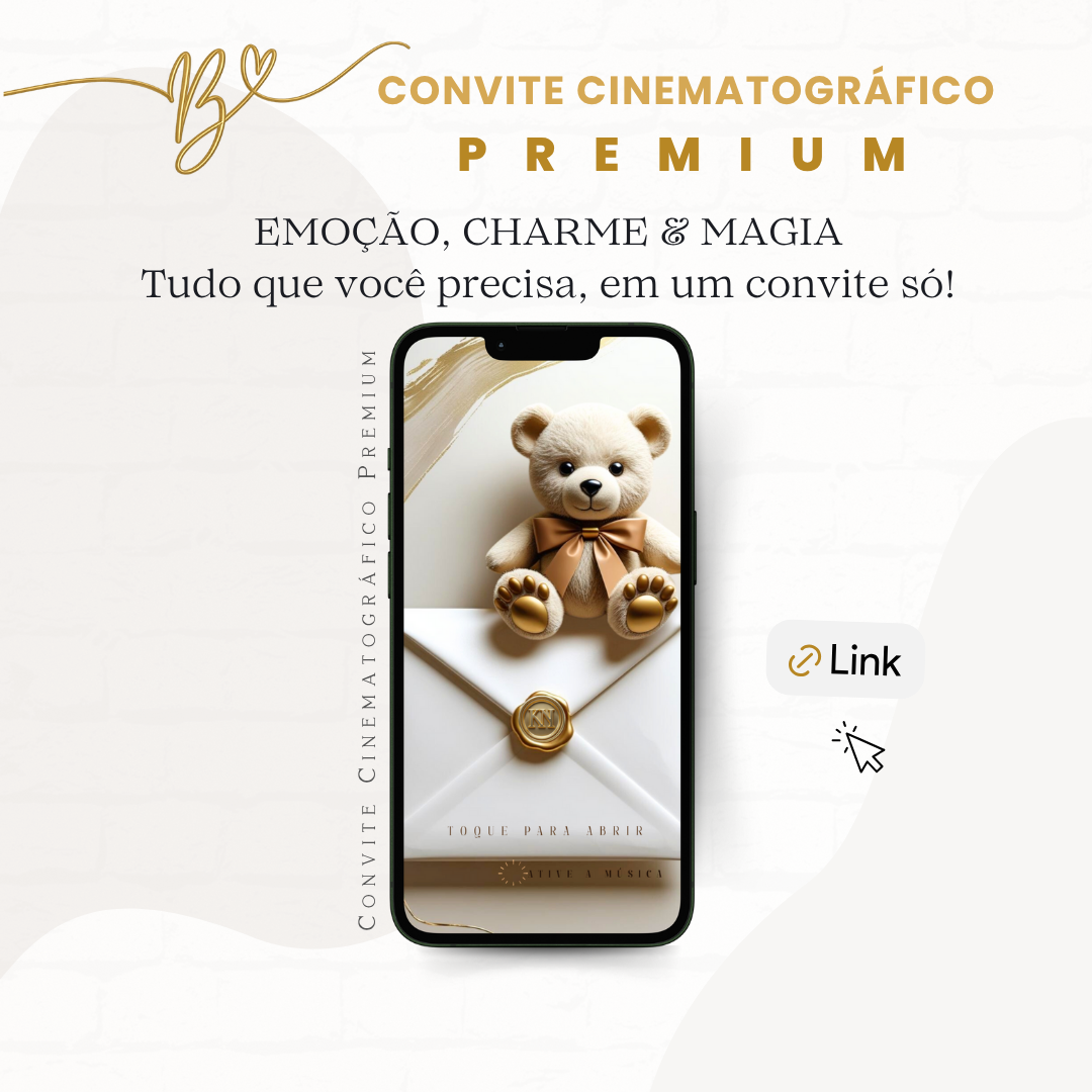 Convite Premium Cinematográfico Chá De Bebê — Ursinho