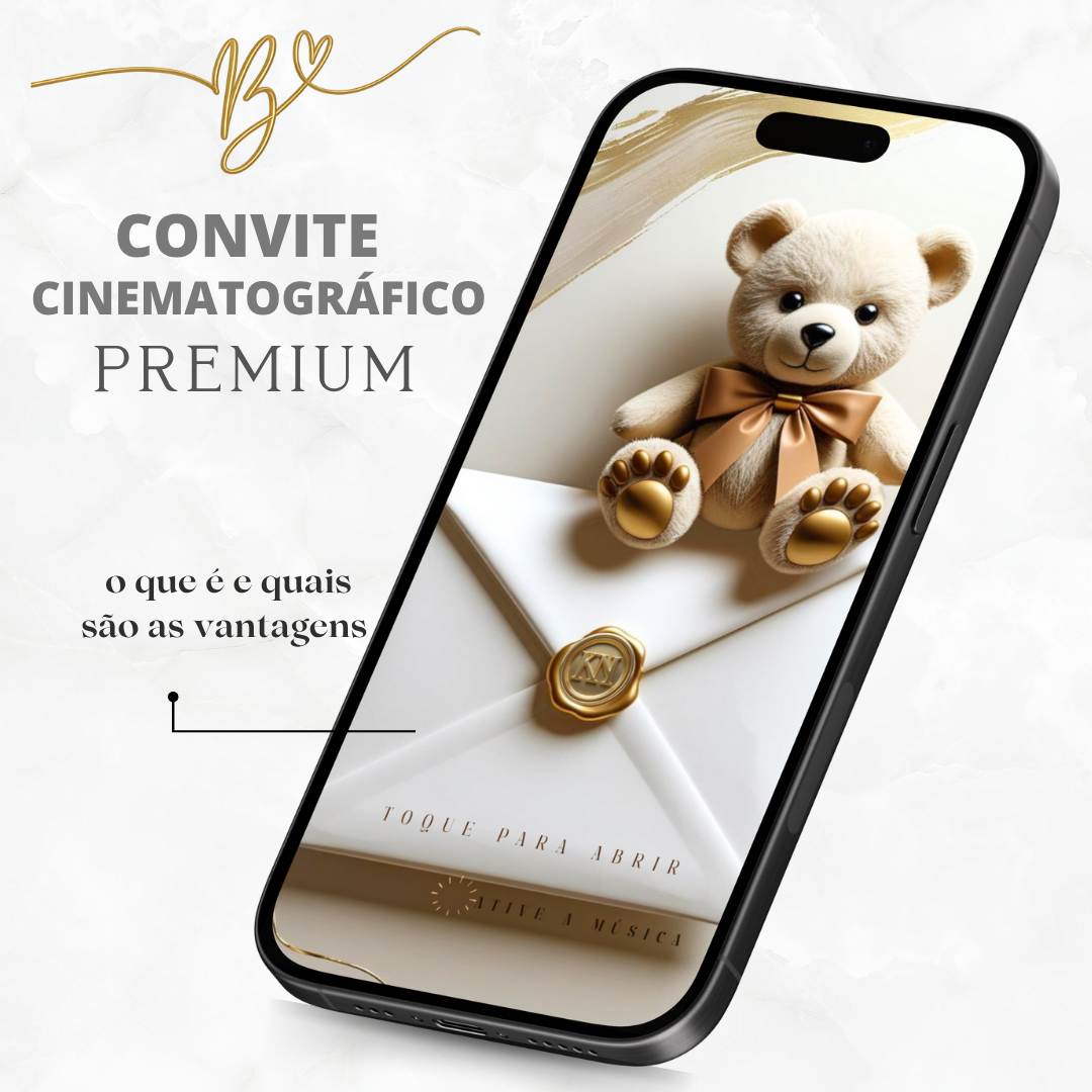 Convite Premium Cinematográfico Chá De Bebê — Ursinho