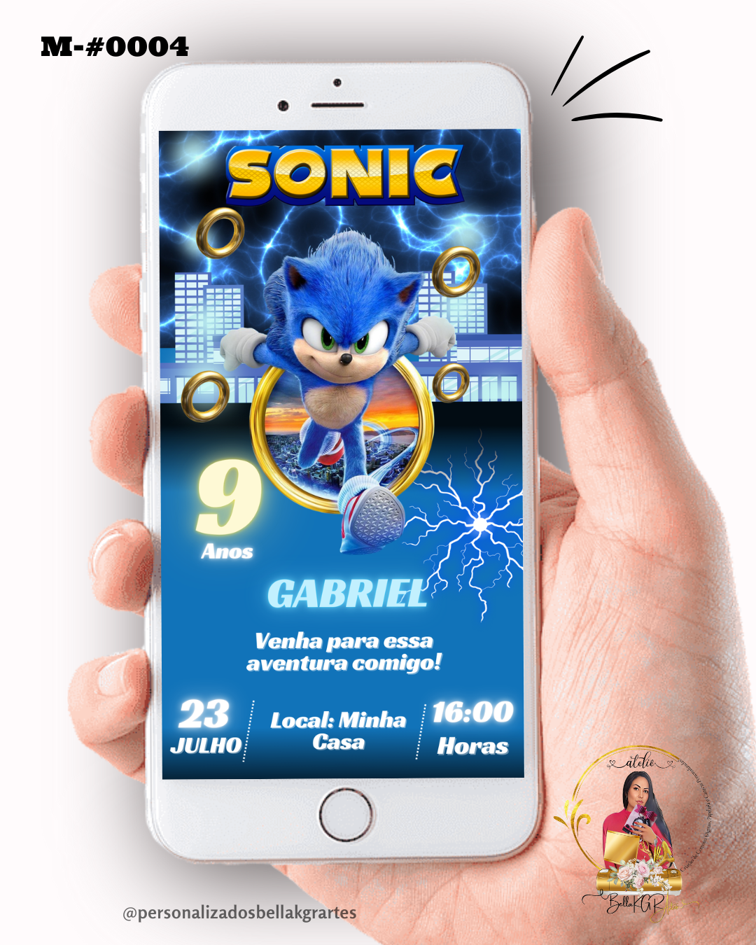 Convite Digital Sonic Aniversário
