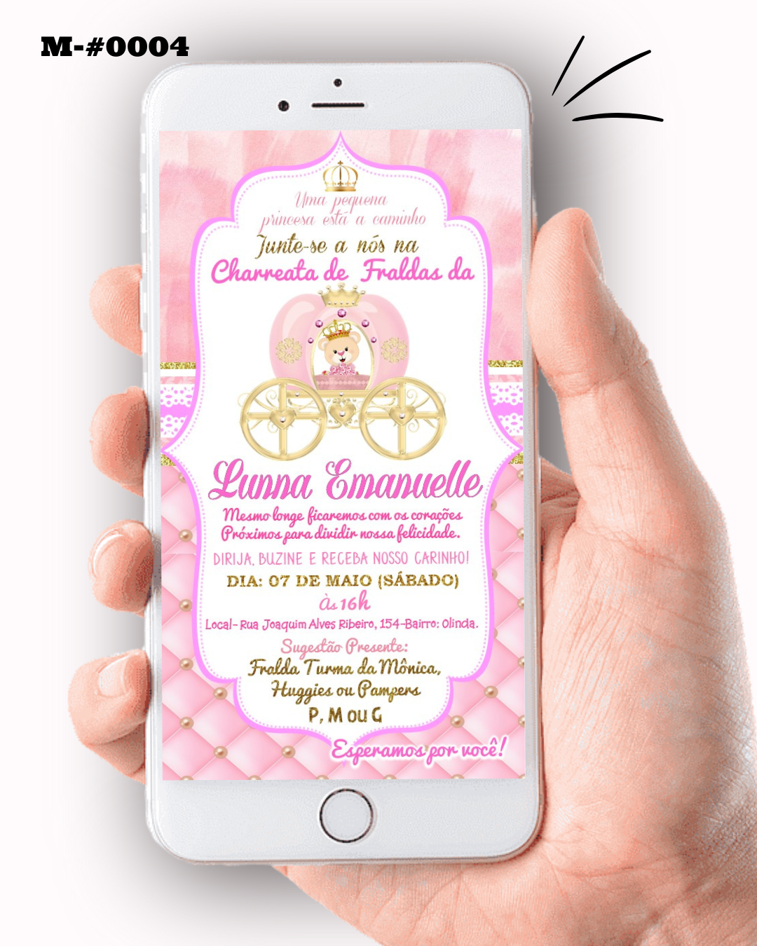Convite Digital Chá de Bebê Delicado Rosa