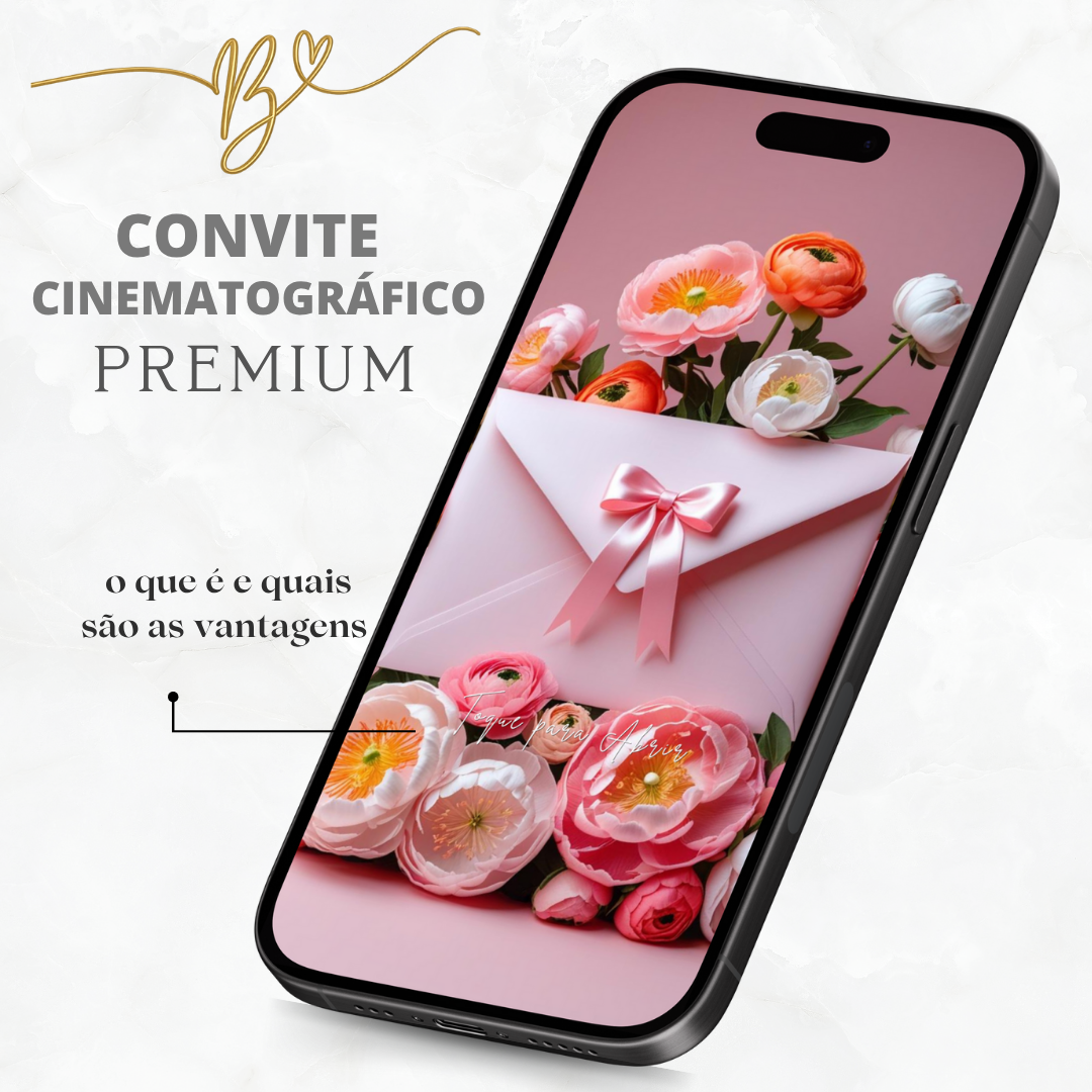 Convite Premium Cinematográfico 15 Anos Florar Rosa Coral
