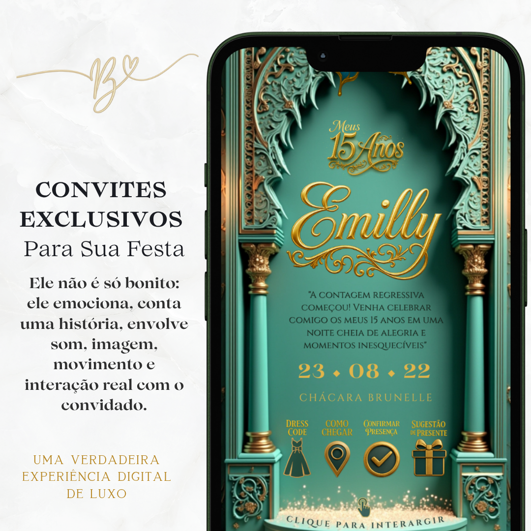 Convite Premium Cinematográfico 15 Anos Princesa Jasmine