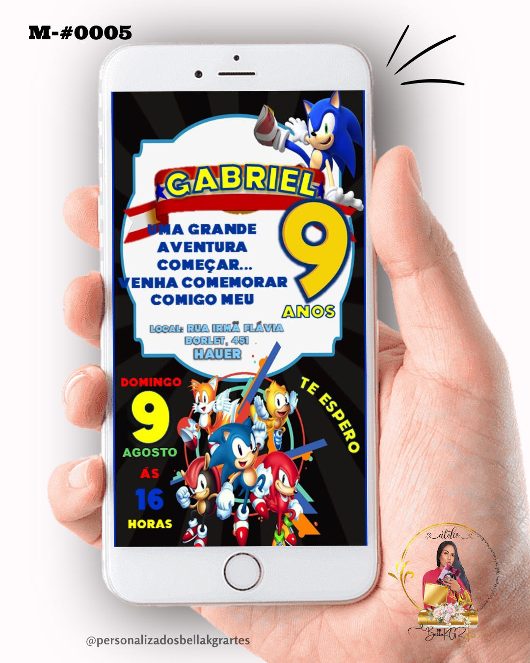 Convite Digital Sonic Aniversário