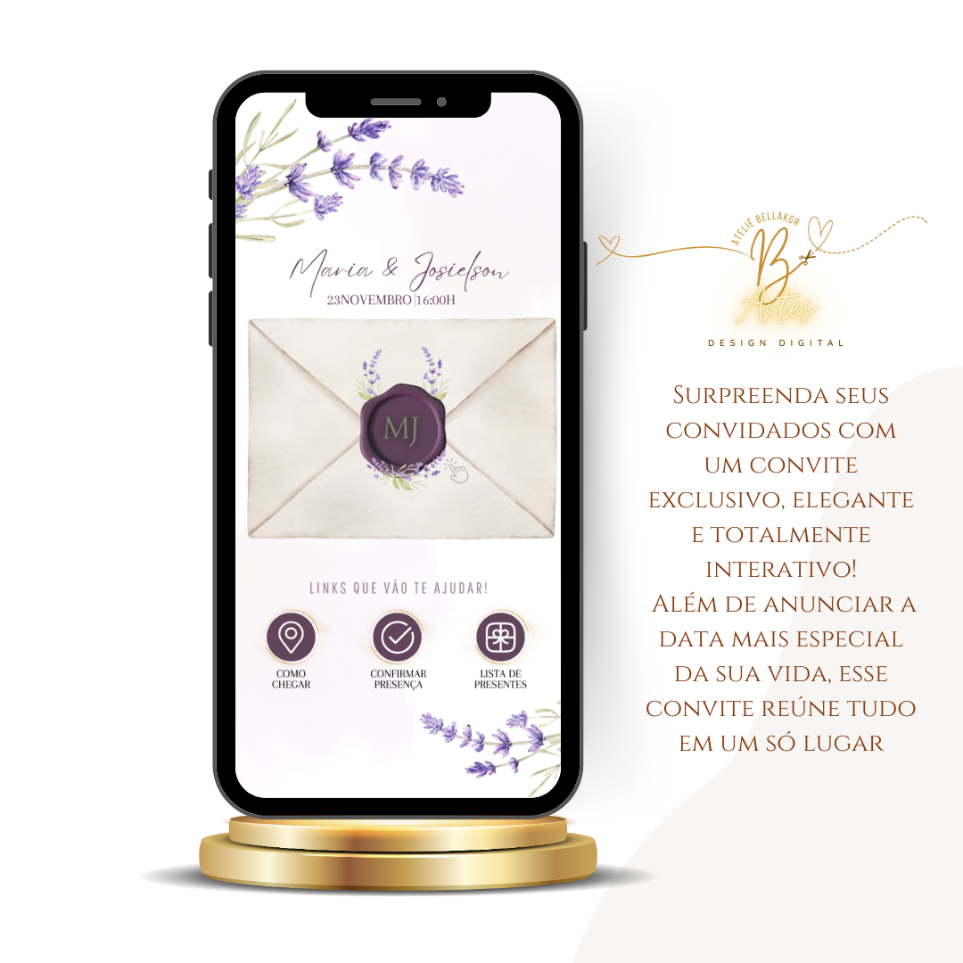 Convite De Casamento Premium | Floral Lavanda+ (Brinde- Save the Date)