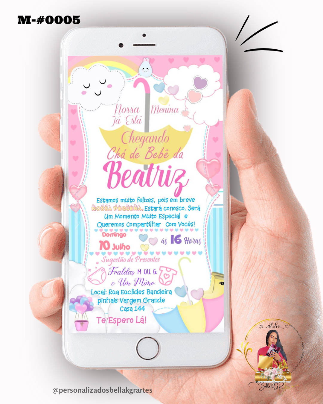Convite Digital Chá de Bebê Rosa