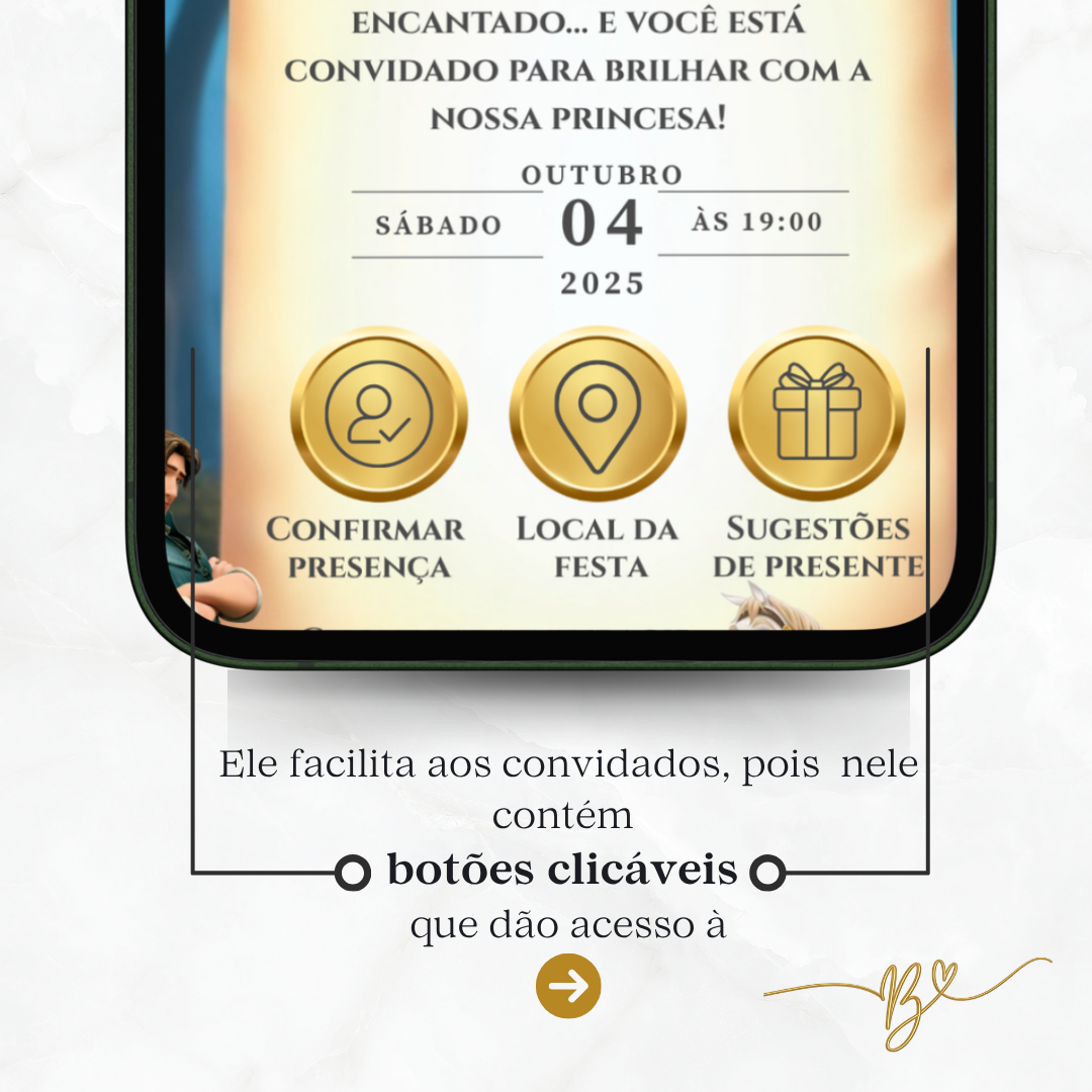 Convite Premium Cinematográfico Rapunzel
