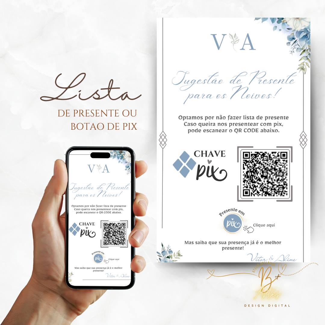 Convite Casamento Interativo Luxo Azul Serenity