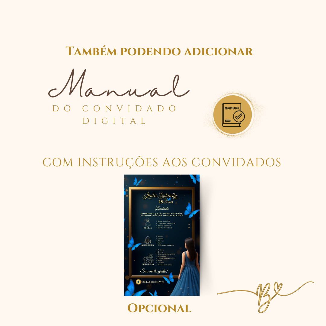 Convite Cinematográfico Premium 15 Anos | Borboletas Azul