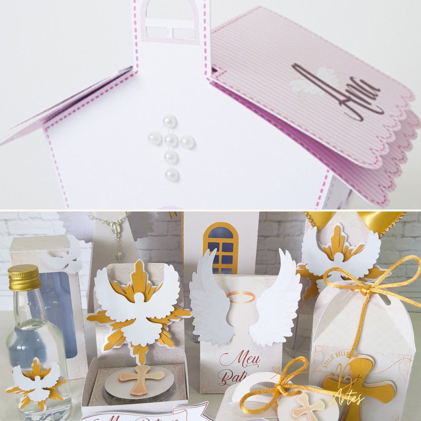 Arquivo de Corte Convite Caixa Livro Batismo Rosa- +BRINDE