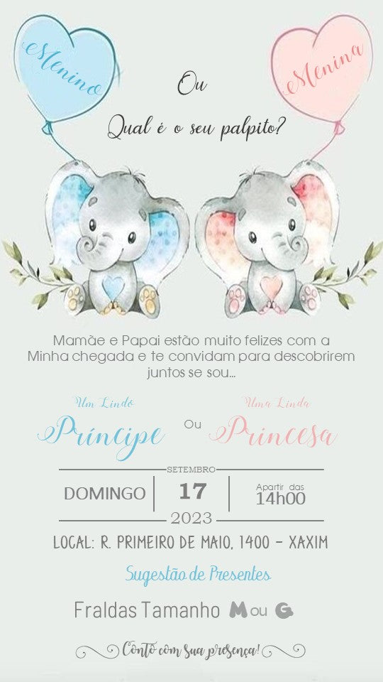 Convite Digital Chá Revelação