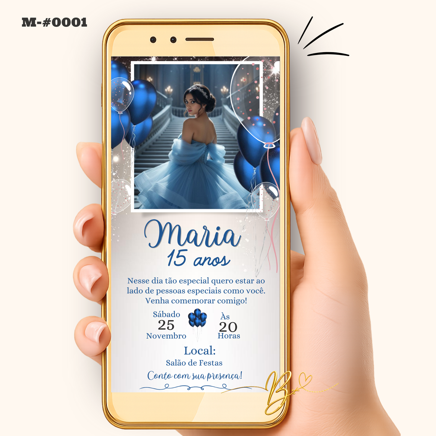 Convite Digital Clássico com Foto | 15 Anos
