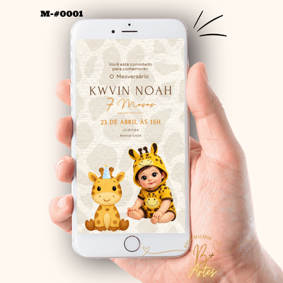 Convite Digital - Personalizados Com Mascotinhos- Girafa BaBY