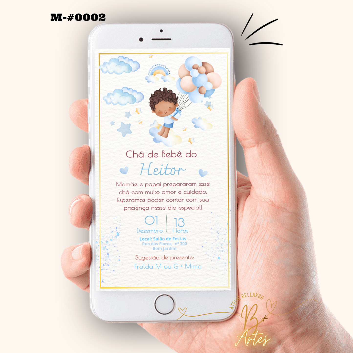 Convite Digital Simples – Chá de Bebê Menino