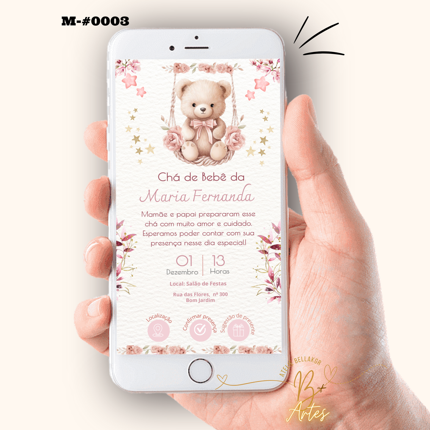 Convite Digital Interativo– Chá de Bebê Menina