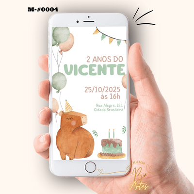 Convite Digital | Aniversario Personalizado| Capivara