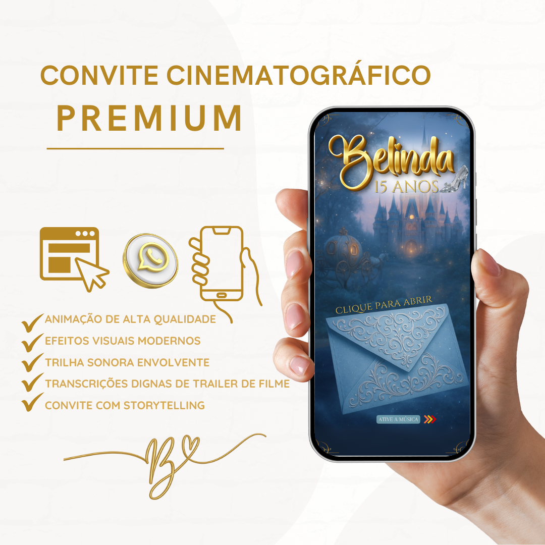 Convite Premium Cinematográfico 15 Anos Cinderela