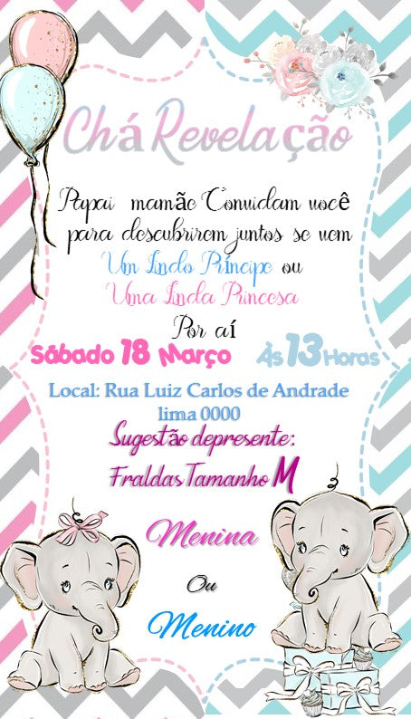 Convite Digital Chá Revelação