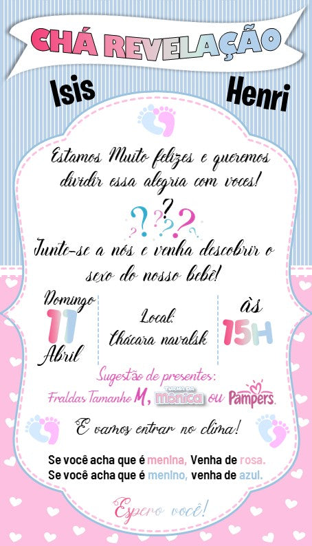 Convite Digital Chá Revelação