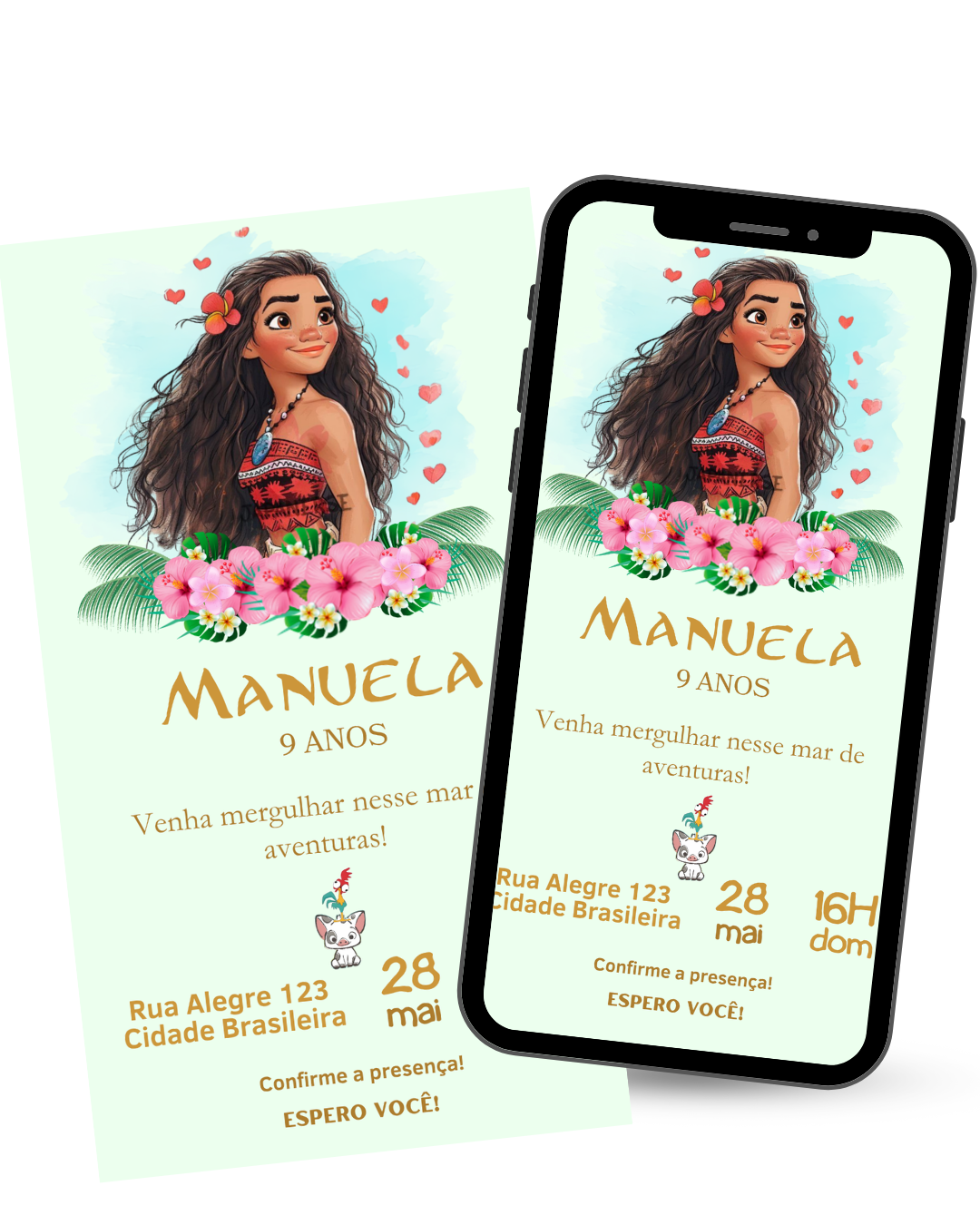 Convite Digital Moana Aniversário