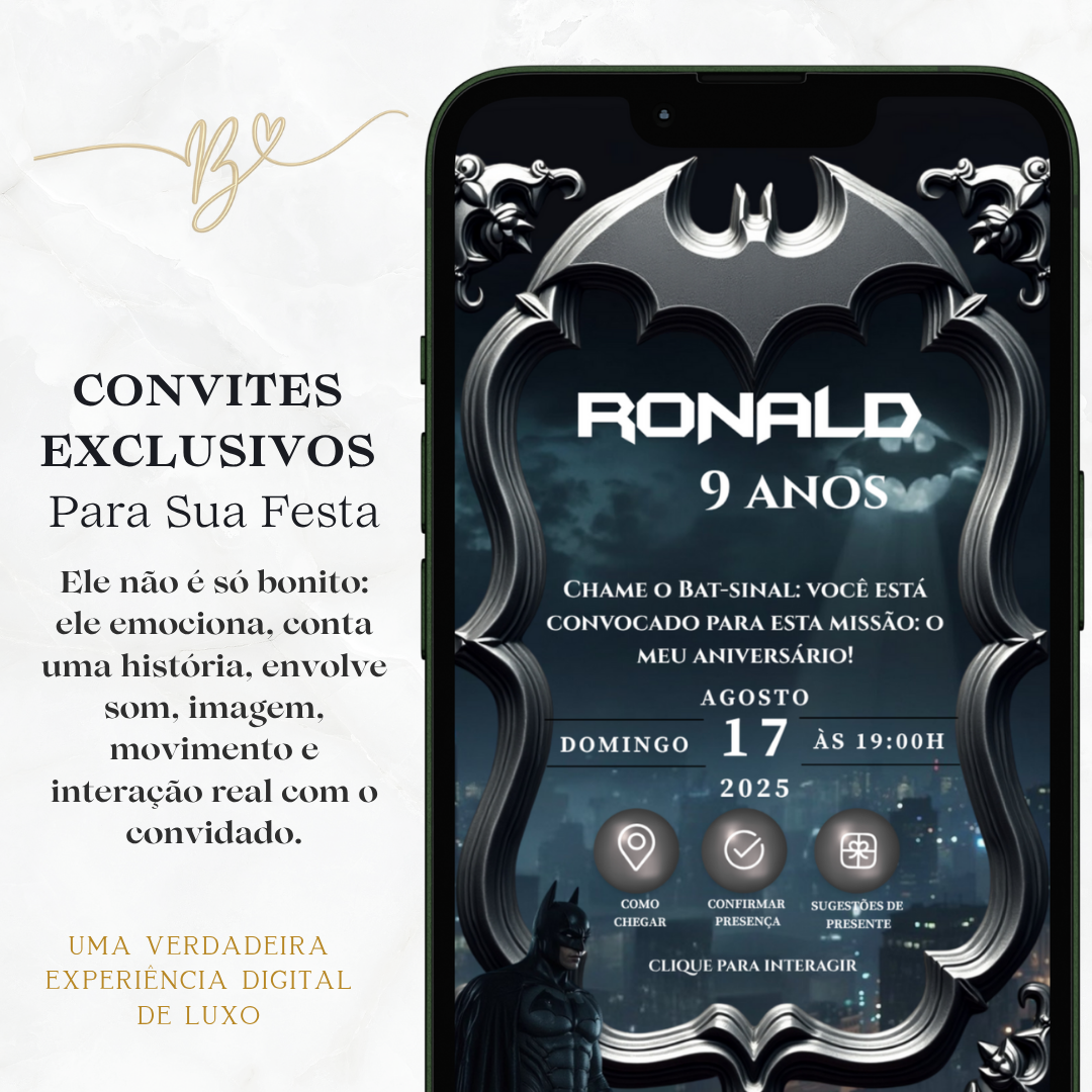 Convite Premium Cinematográfico Batman