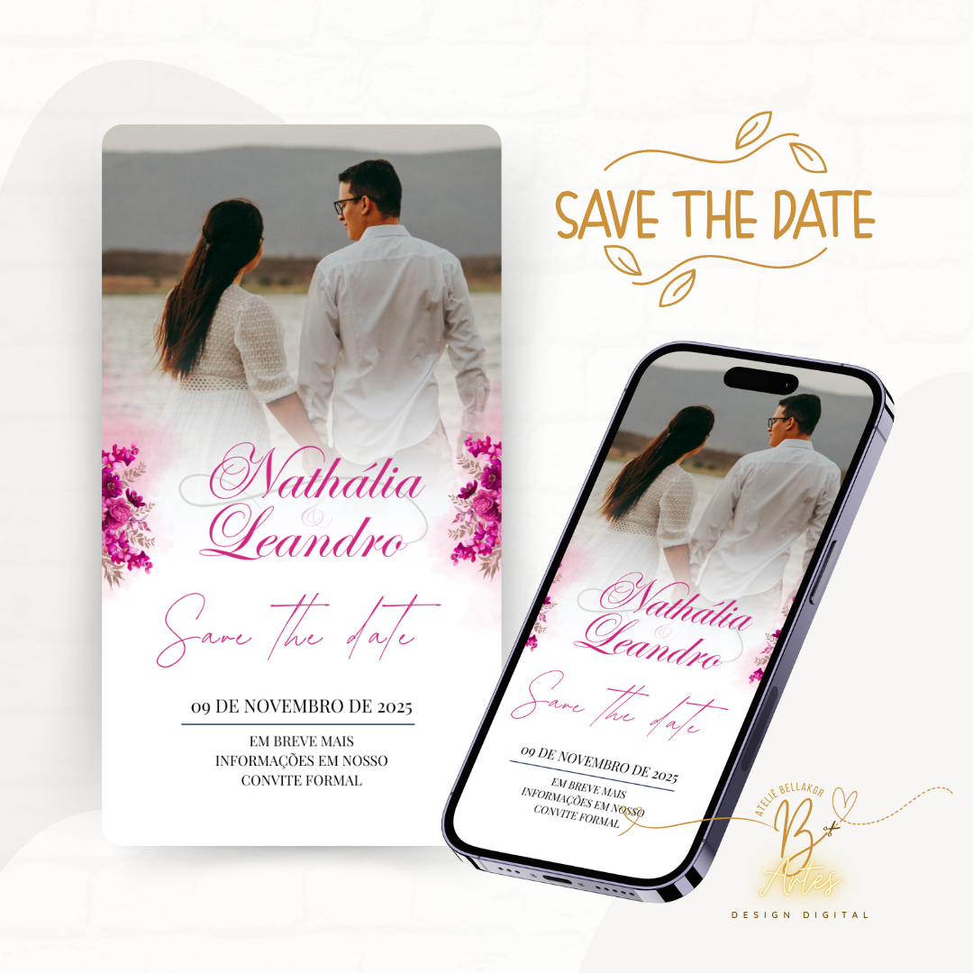 Convite Casamento Website- Florar Pink + (Brinde- Save the Date)