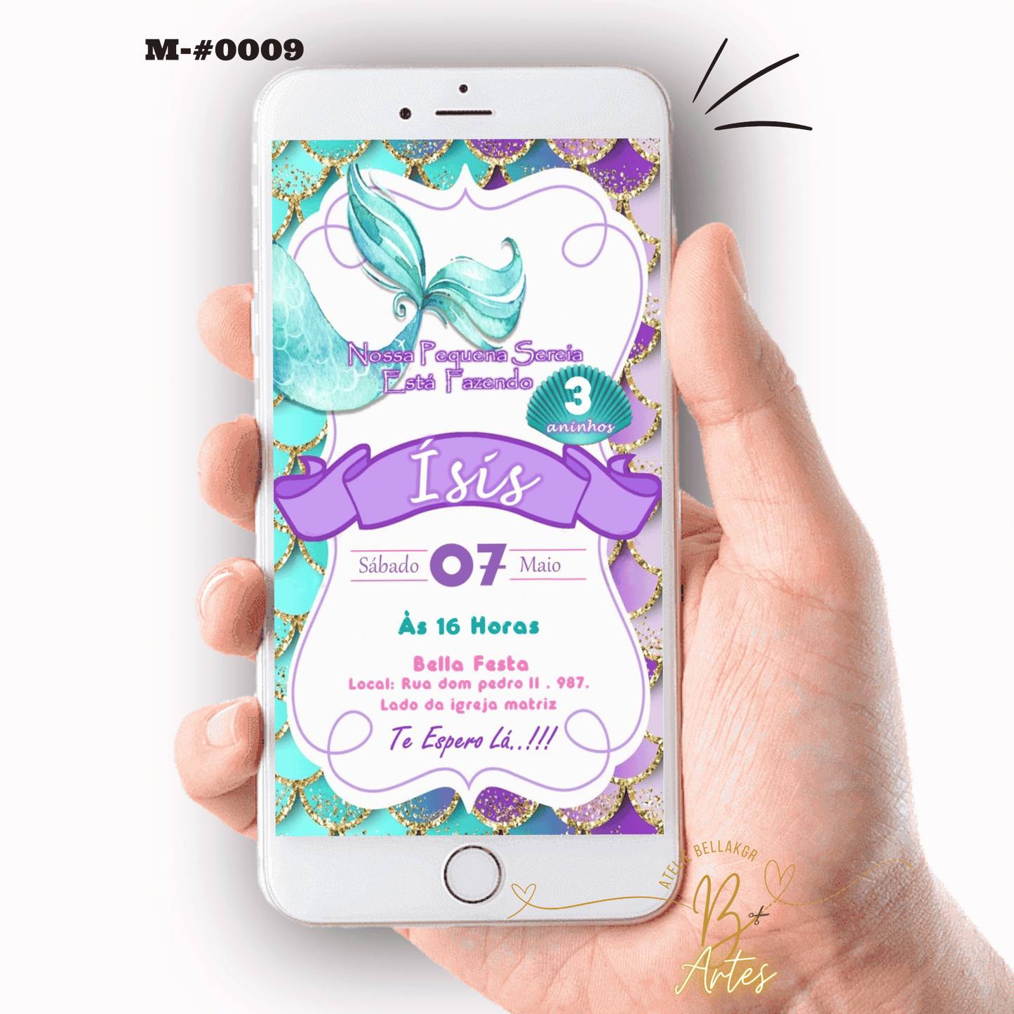 Convite Digital Simples – Sereia Aniversário