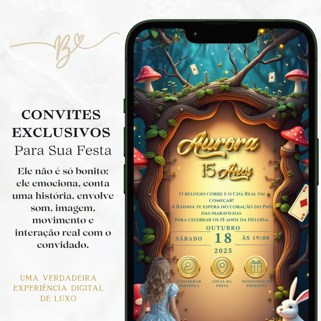Convite Premium Cinematográfico Alice no Pais das Maravilhas