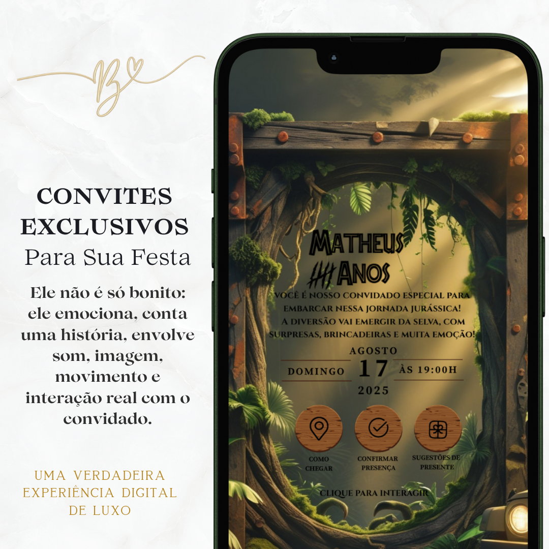 Convite Premium Cinematográfico Jurassic Park