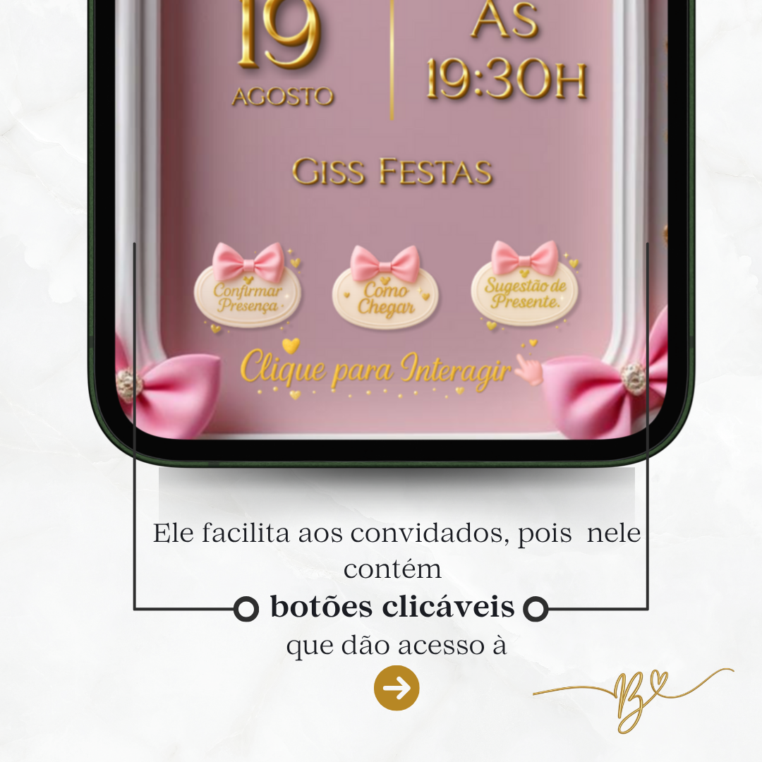 Convite Premium Cinematográfico Minnie Baby