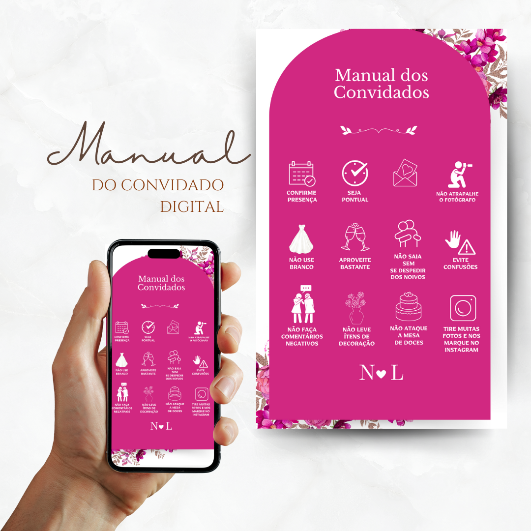 Convite Casamento Website- Florar Pink + (Brinde- Save the Date)