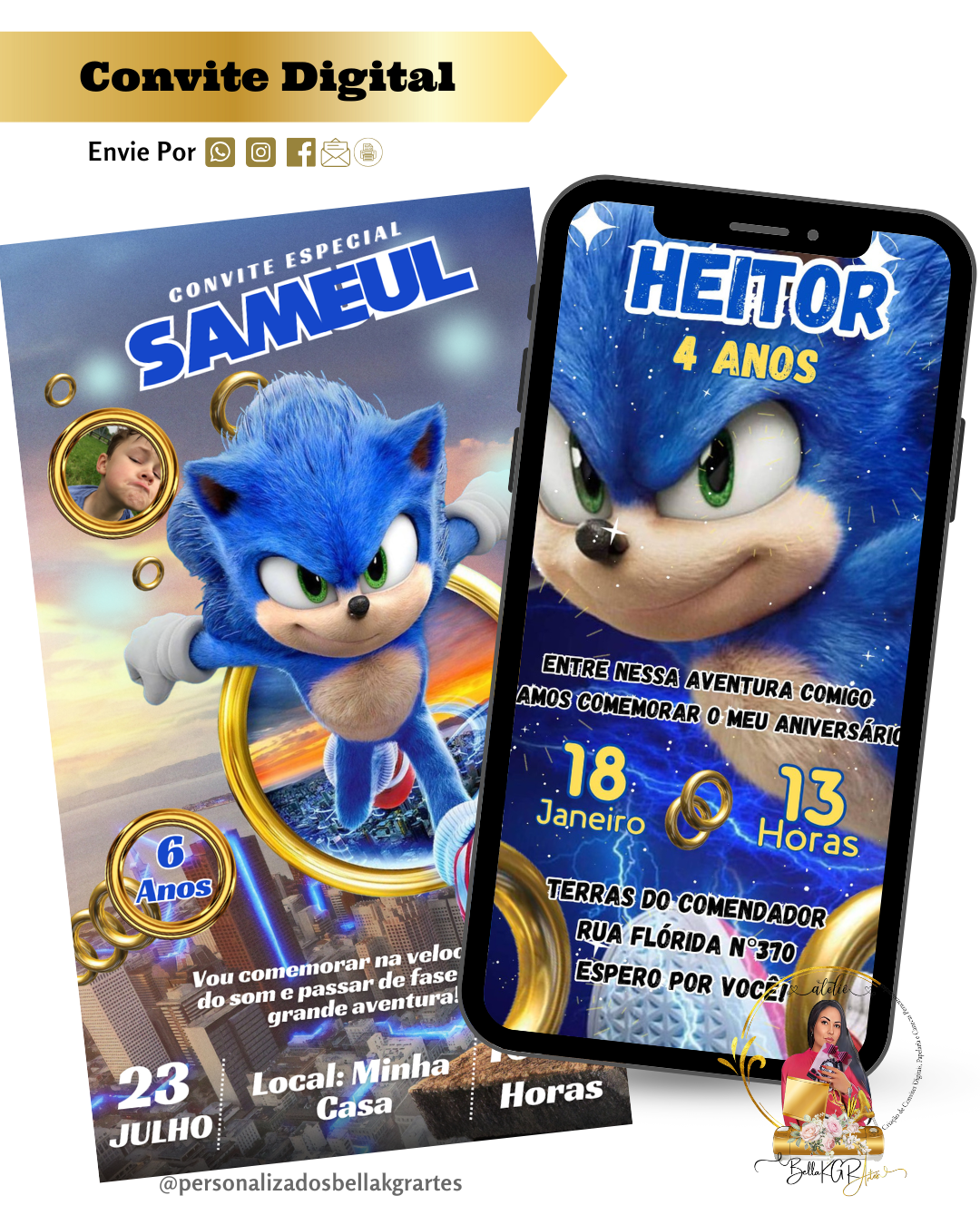 Convite Digital Sonic Aniversário