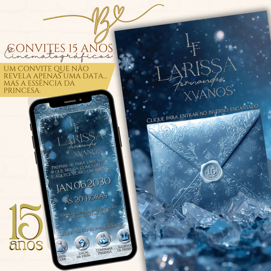 Convite Cinematográfico Premium  15 Anos | Baile de Inverno Luxo