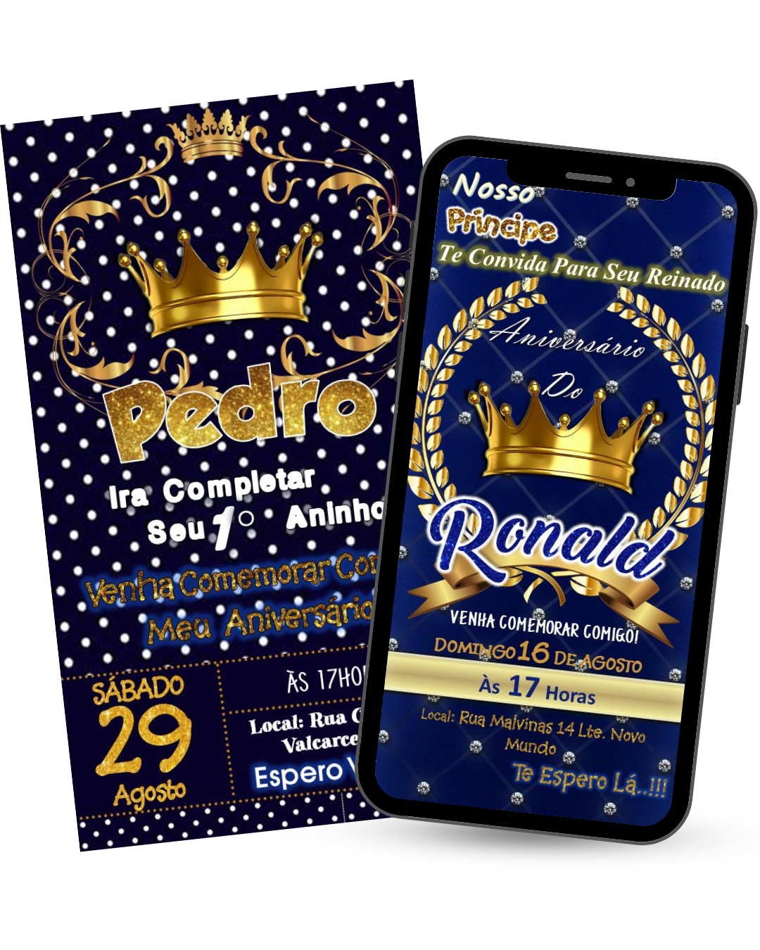 Convite Digital  Realeza Aniversário- Menino