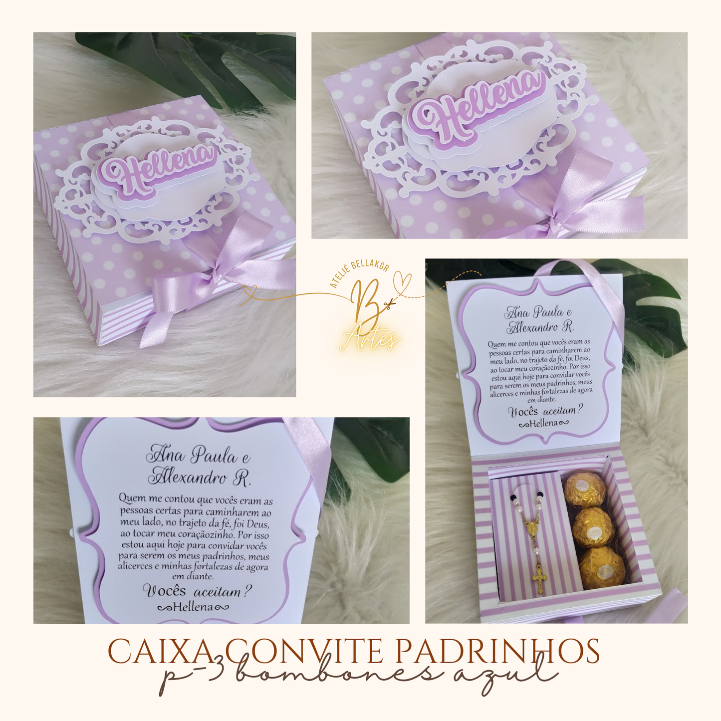 Arquivo de Corte Caixa Convite Padrinhos, 3 Ferreiros-  Lilás- +BRINDE