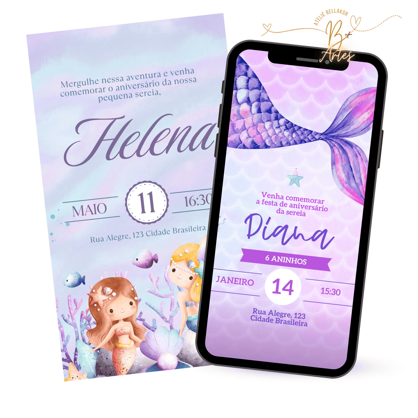 Convite Digital Simples – Sereia Aniversário