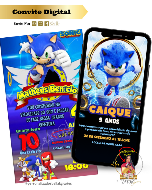 Convite Digital Sonic Aniversário