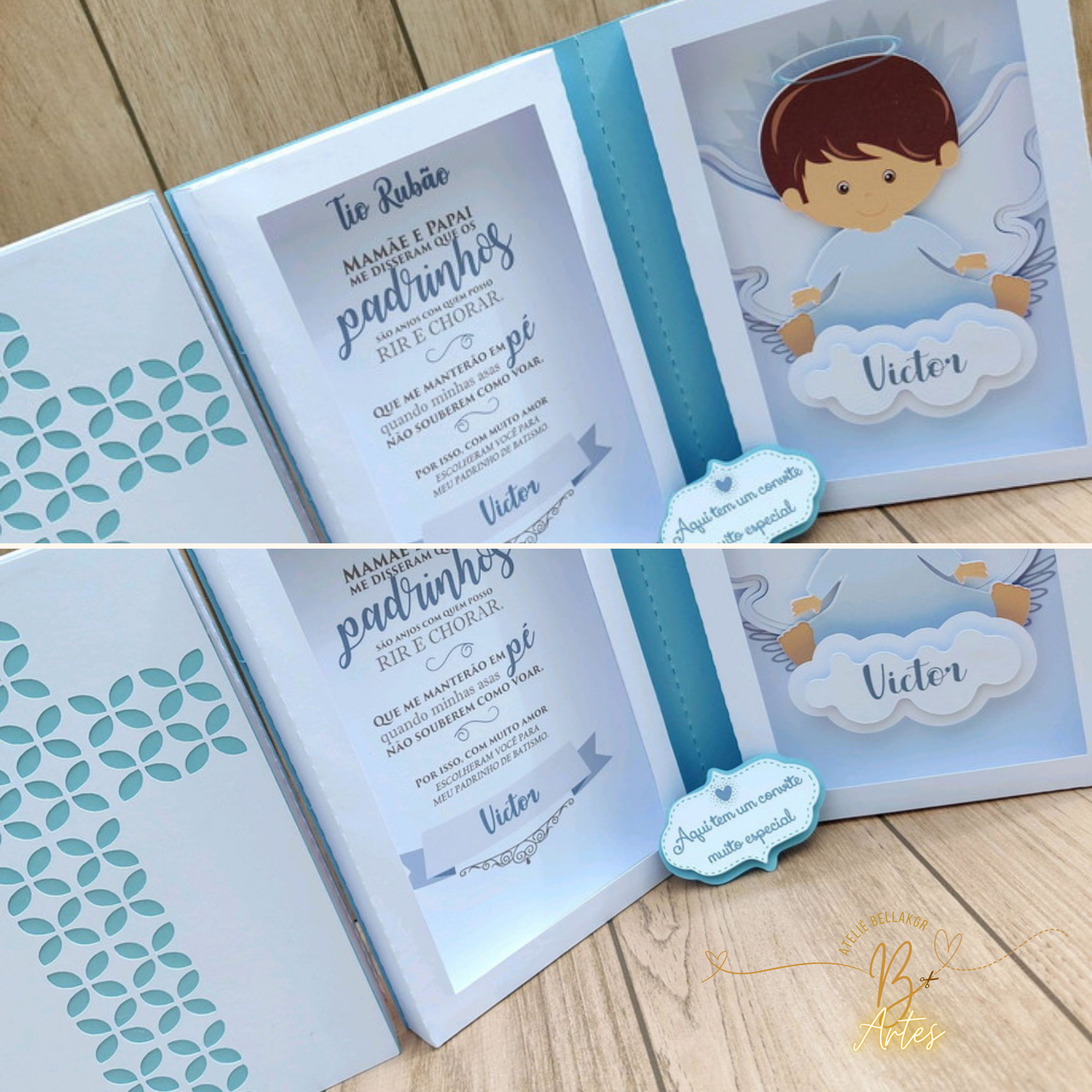Arquivo de Corte Convite Caixa Livro Batismo Azul- +BRINDE